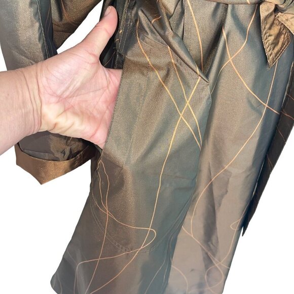 Mycra Pac Designer Wear Womens Coat Size Large Gold Reversible Pockets Belt - Picture 6 of 10